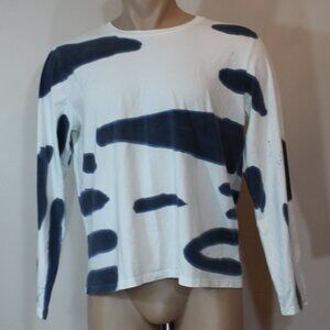 Patrick Assaraf Long Sleeve Blue  Tie Dye Tee crew neck  men size Large